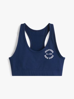 blue lounge racerback crop top for women tommy hilfiger