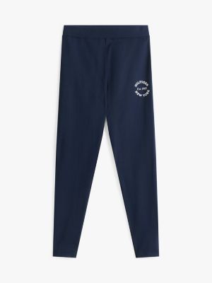 blau lounge-leggings in voller länge mit logo für damen - tommy hilfiger