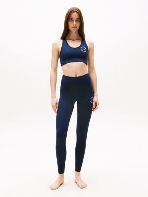 blue lounge-leggings in voller länge mit logo für damen - tommy hilfiger