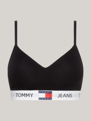 bralette heritage push up con logo nero da donne tommy jeans