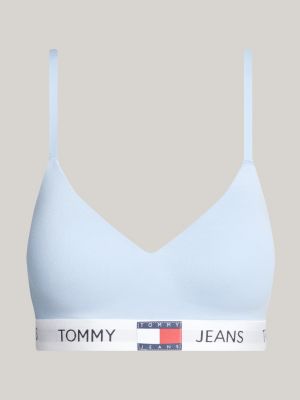 blue heritage logo push-up bralette for women tommy jeans