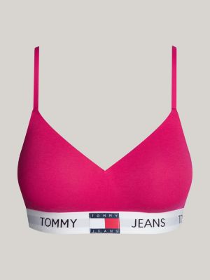 pink heritage logo push-up bralette for women tommy jeans