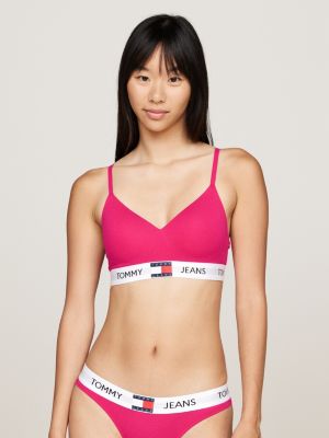 bralette heritage push up con logo pink da donne tommy jeans