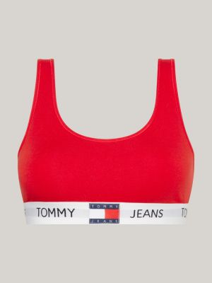 red heritage logo unlined bralette for women tommy jeans