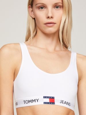 white heritage logo unlined bralette for women tommy jeans