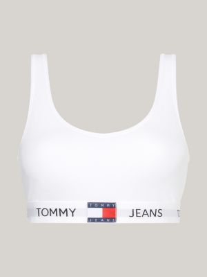 white heritage logo unlined bralette for women tommy jeans