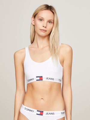 white heritage bralette zonder vulling met logo voor dames - tommy jeans