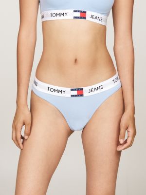 blue heritage string met repeat-logotaille voor dames - tommy jeans