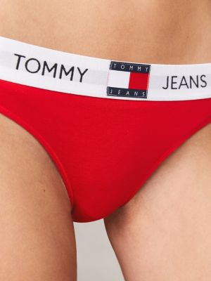 perizoma heritage con logo ripetuto in vita rosso da donne tommy jeans