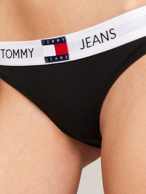 slip heritage con logo ripetuto in vita nero da donne tommy jeans