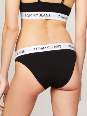 slip heritage con logo ripetuto in vita nero da donne tommy jeans