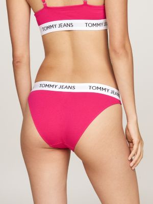 slip heritage con logo ripetuto in vita rosa da donne tommy jeans