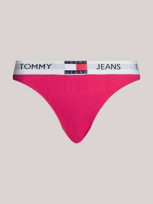 slip heritage con logo ripetuto in vita rosa da donne tommy jeans