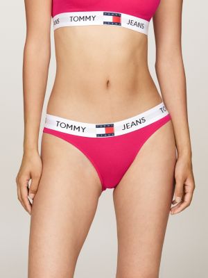 slip heritage con logo ripetuto in vita pink da donne tommy jeans