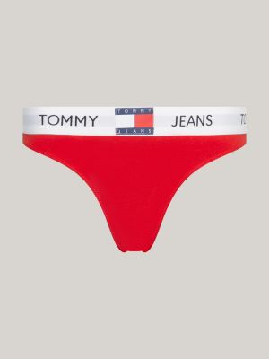 slip heritage con logo ripetuto in vita rosso da donne tommy jeans