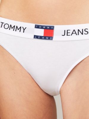 slip heritage con logo ripetuto in vita bianco da donne tommy jeans