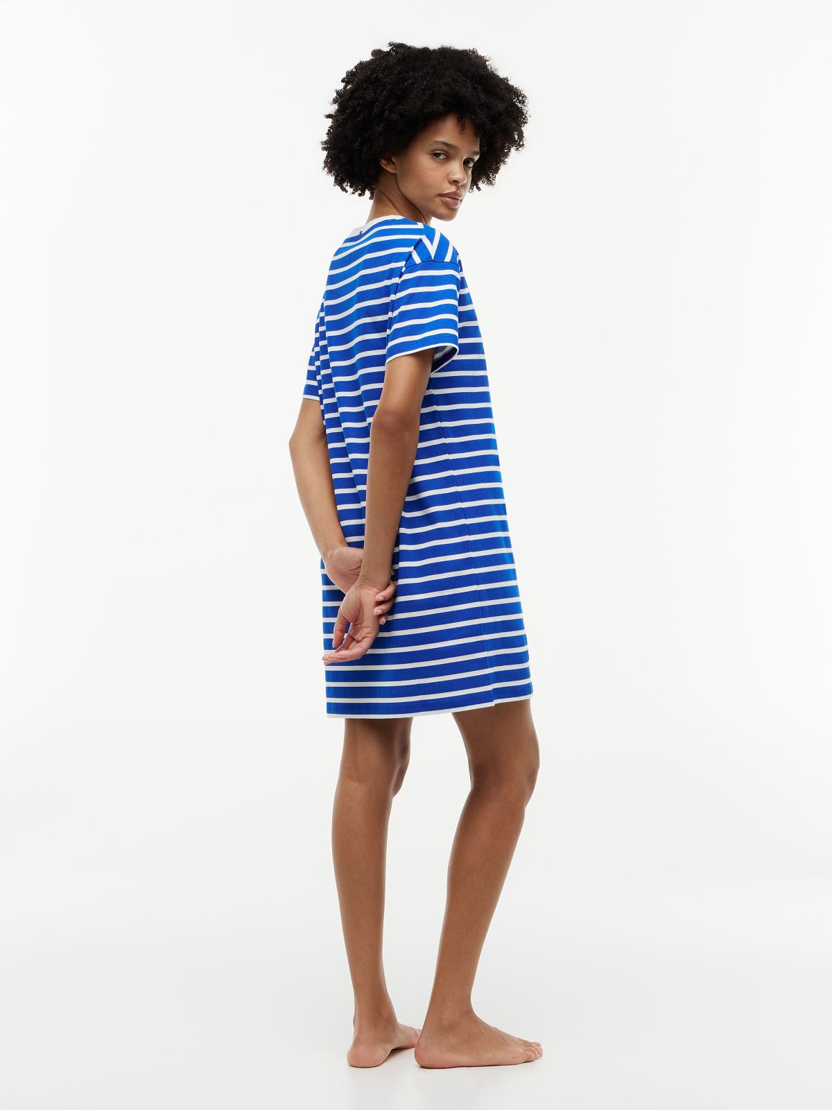Essential Stripe Relaxed T-Shirt Nightdress — Blue