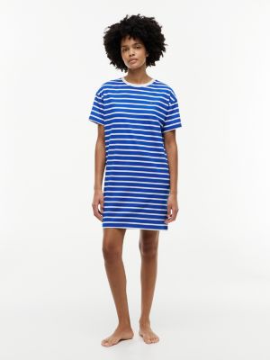 t-shirt de nuit essential à rayures blue pour femmes tommy hilfiger