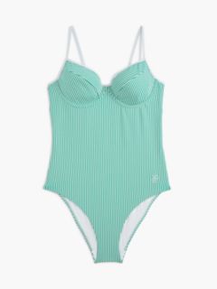 Essential Seersucker Demi Cup Swimsuit — White 5
