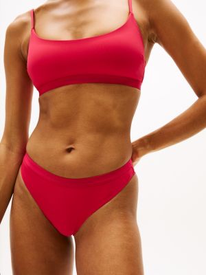 bas de bikini brésilien à logo ton sur ton rose pour femmes tommy hilfiger