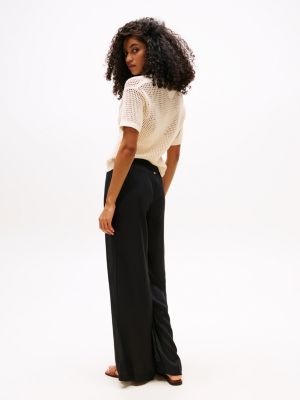 black wide leg cover up trousers for women tommy hilfiger