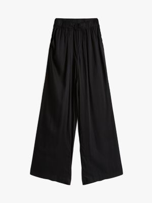 black wide leg cover up trousers for women tommy hilfiger