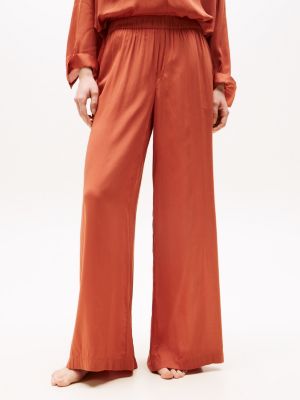 red wide leg cover up trousers for women tommy hilfiger