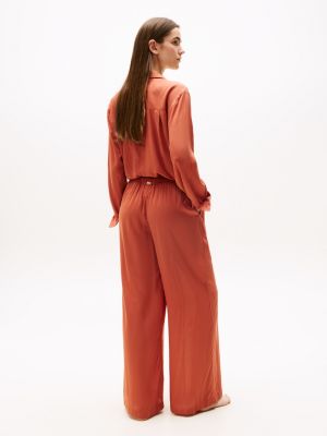 red wide leg cover up trousers for women tommy hilfiger