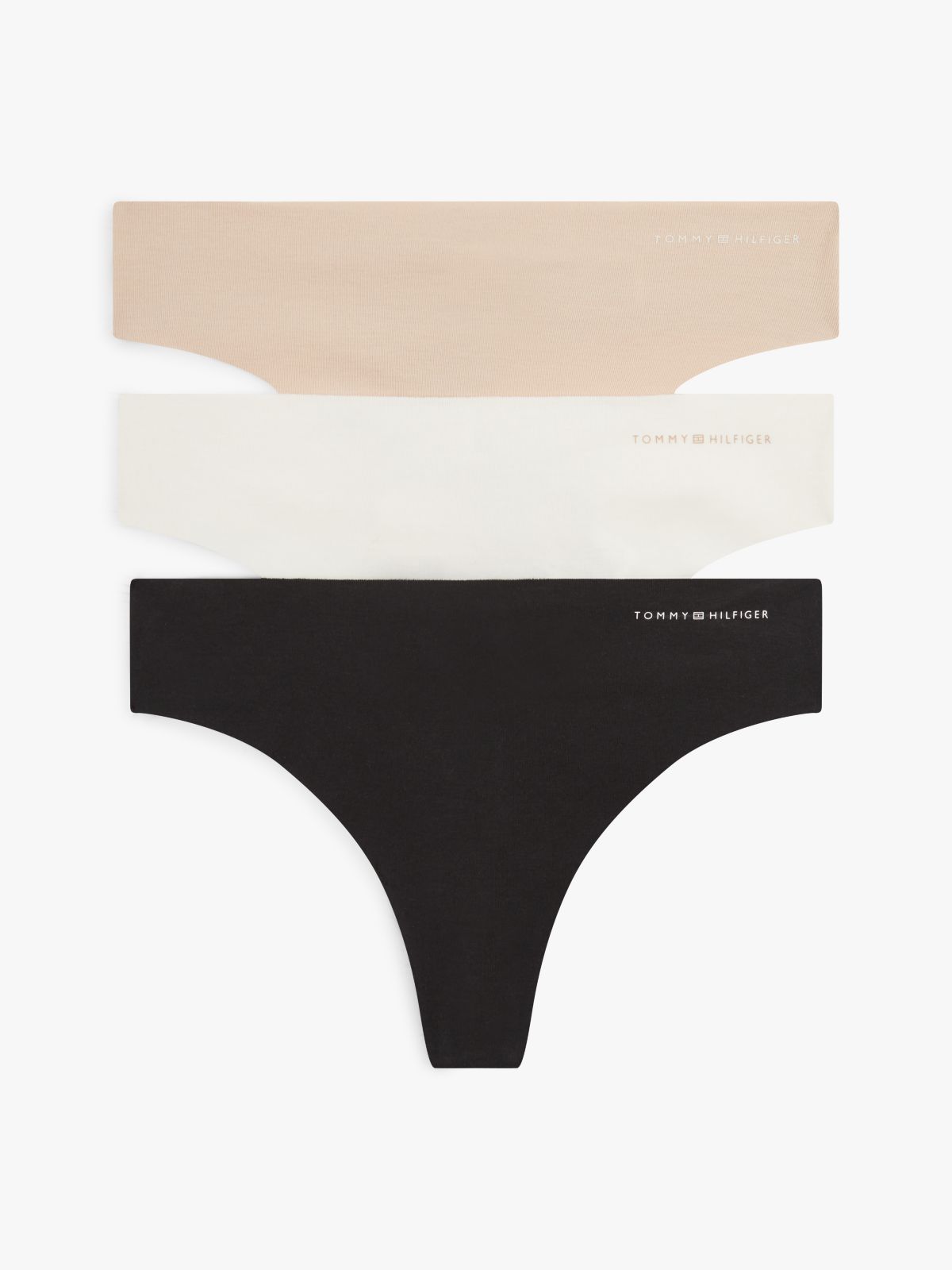 3-Pack Logo Interlock Knit Thongs — Beige