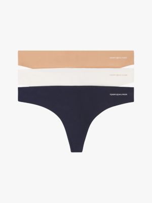 multi 3-pack logo thongs for women tommy hilfiger