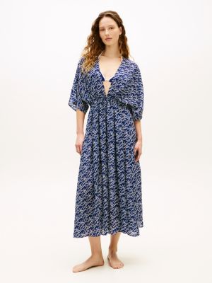 blue print low v-neck kaftan for women tommy hilfiger