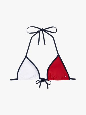 multi hilfiger flag padded bikini top for women tommy hilfiger