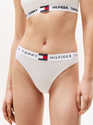 weiß heritage slip mit logo am taillenbund für damen - tommy hilfiger