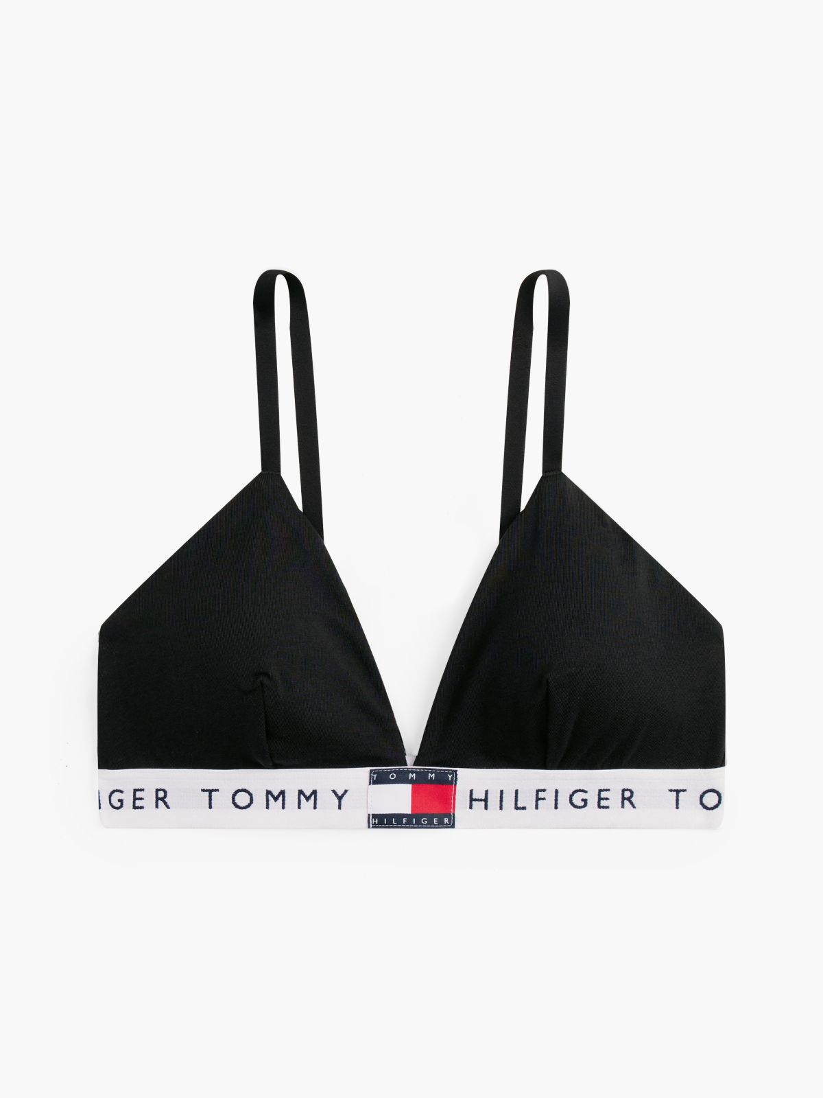 Heritage Logo Removable Padding Triangle Bra — Black