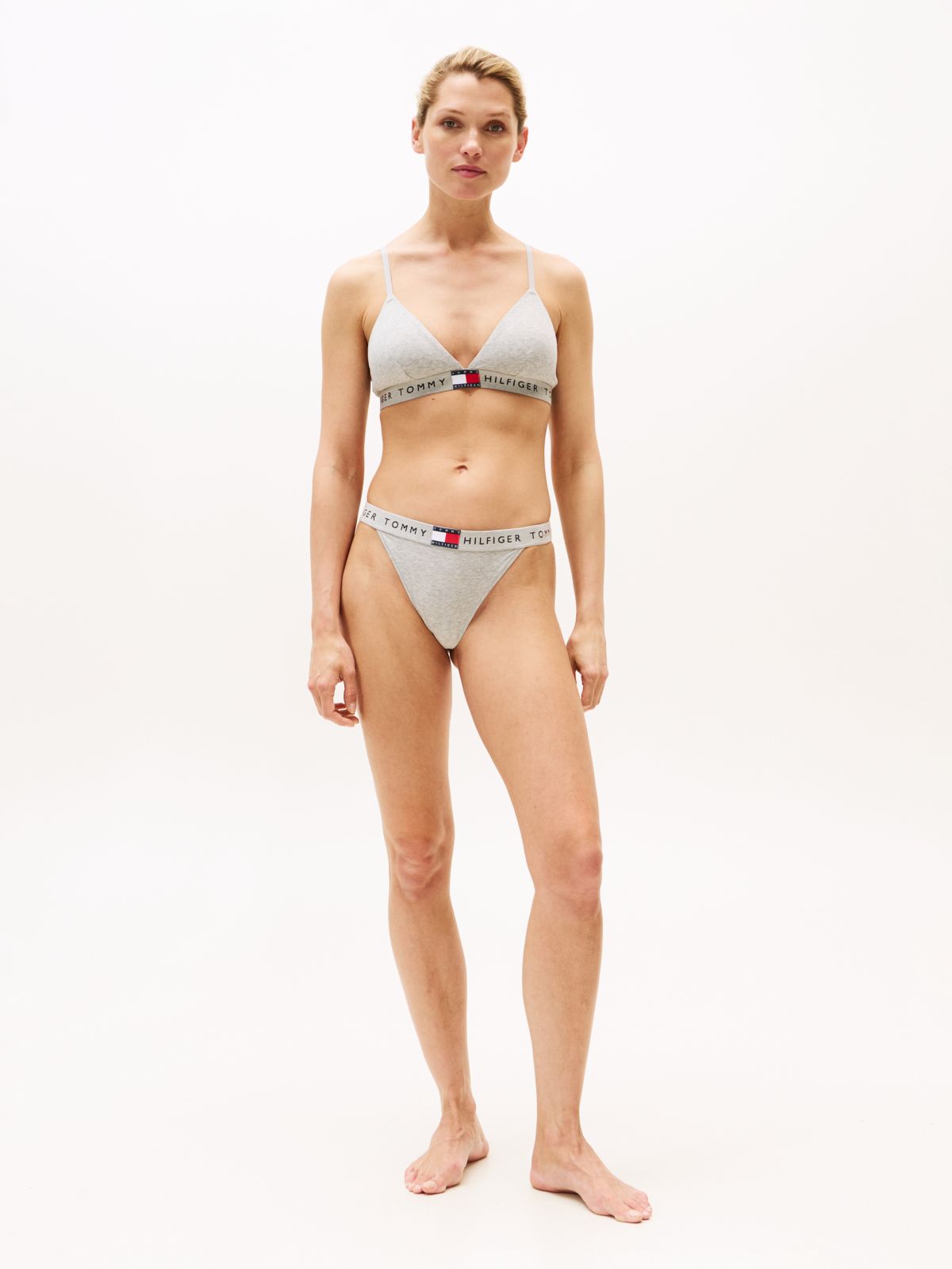Heritage Logo Removable Padding Triangle Bra — Grey