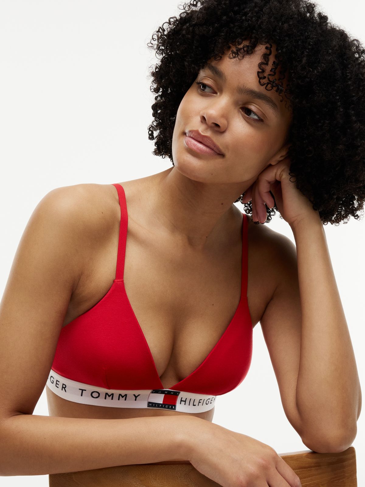 Heritage Logo Removable Padding Triangle Bra — Red
