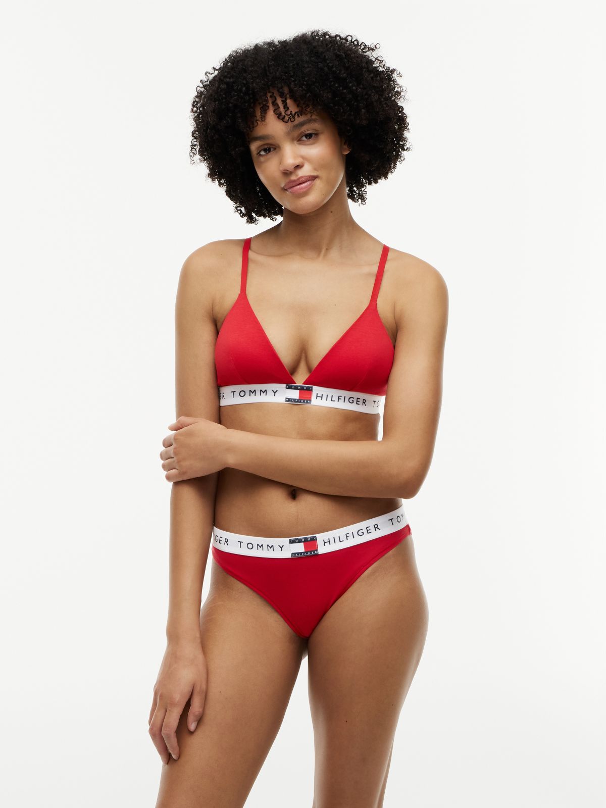 Heritage Logo Removable Padding Triangle Bra — Red