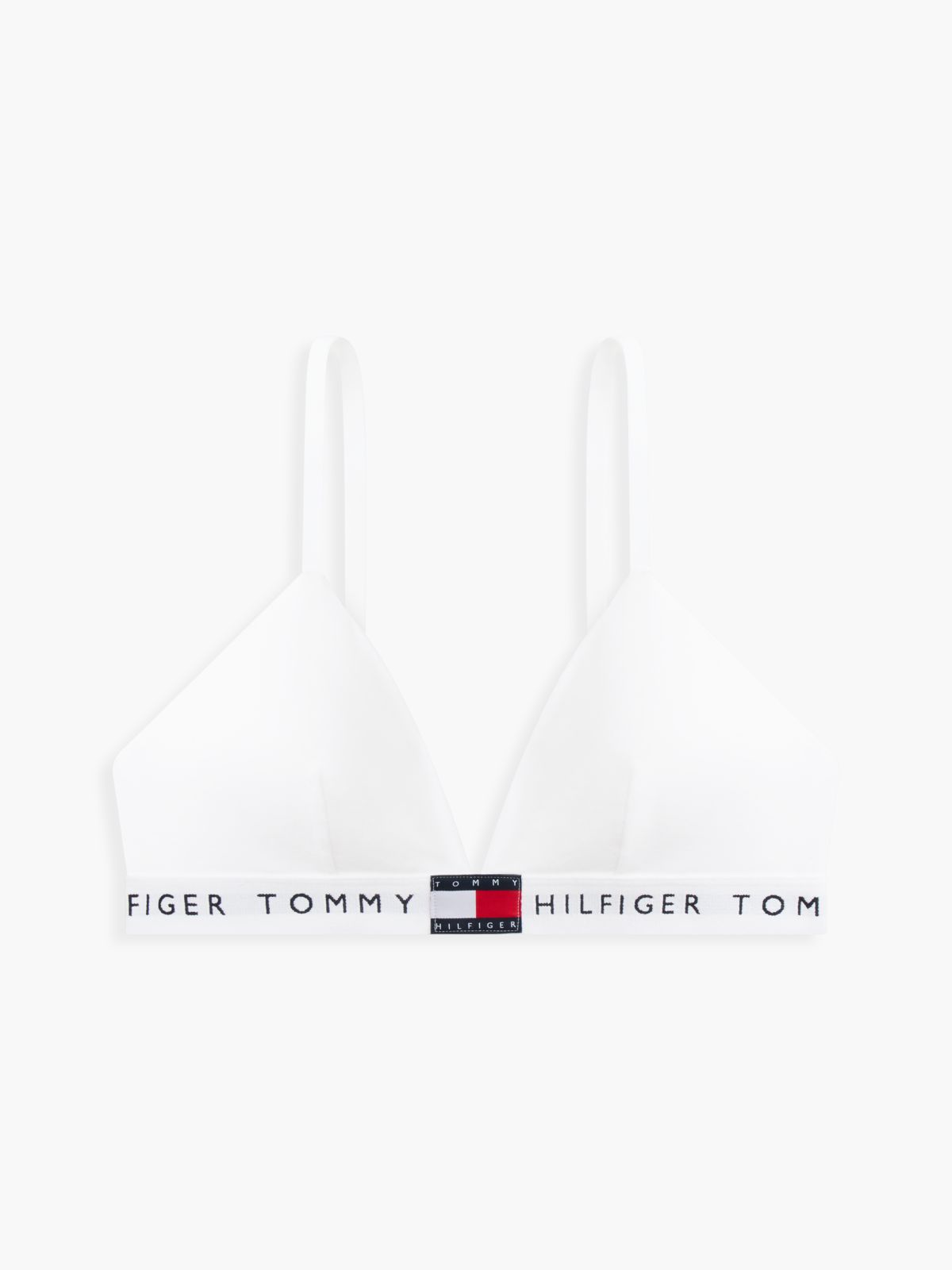 Heritage Logo Removable Padding Triangle Bra — White