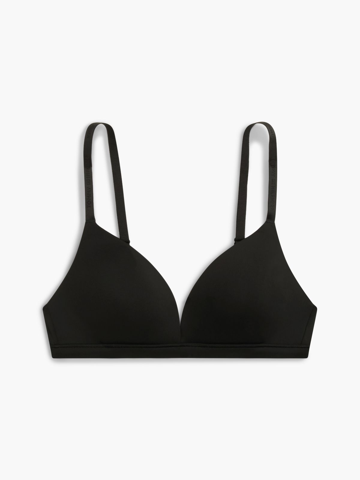 Tonal Repeat Logo Padded Triangle Bra — Black