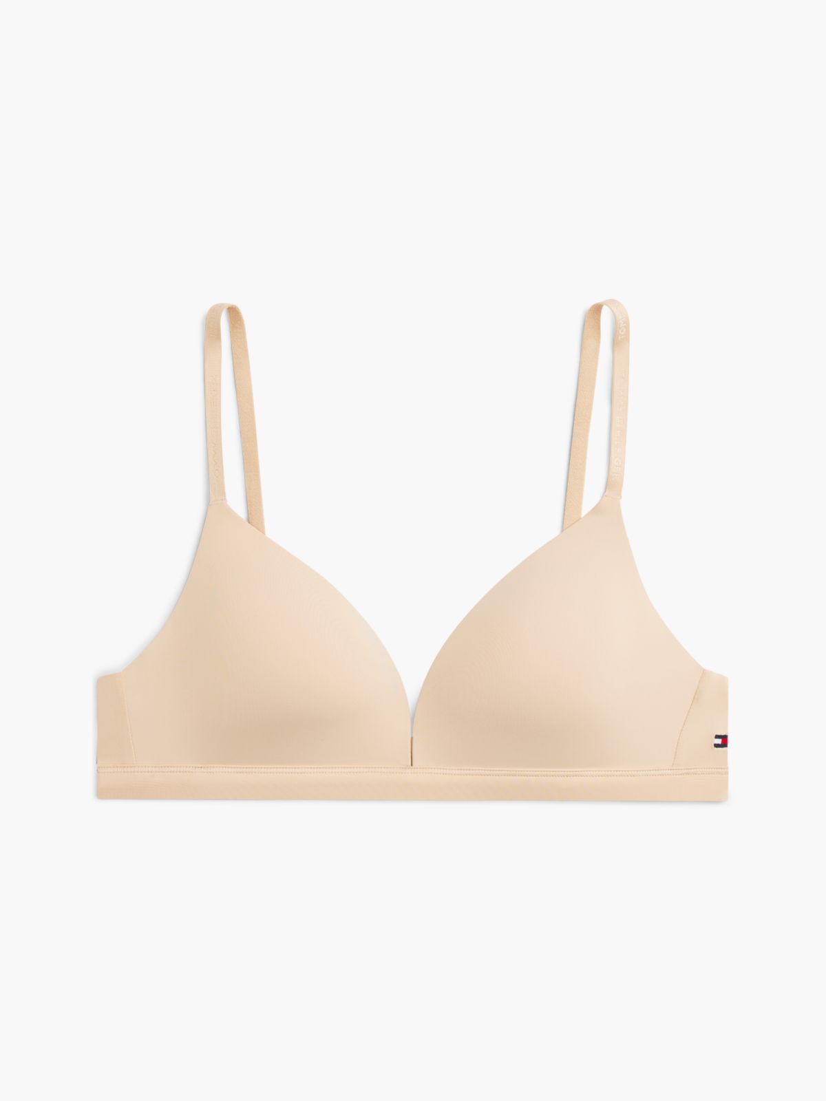 Tonal Repeat Logo Padded Triangle Bra — Beige