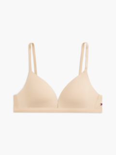 Tonal Repeat Logo Padded Triangle Bra — Beige 5