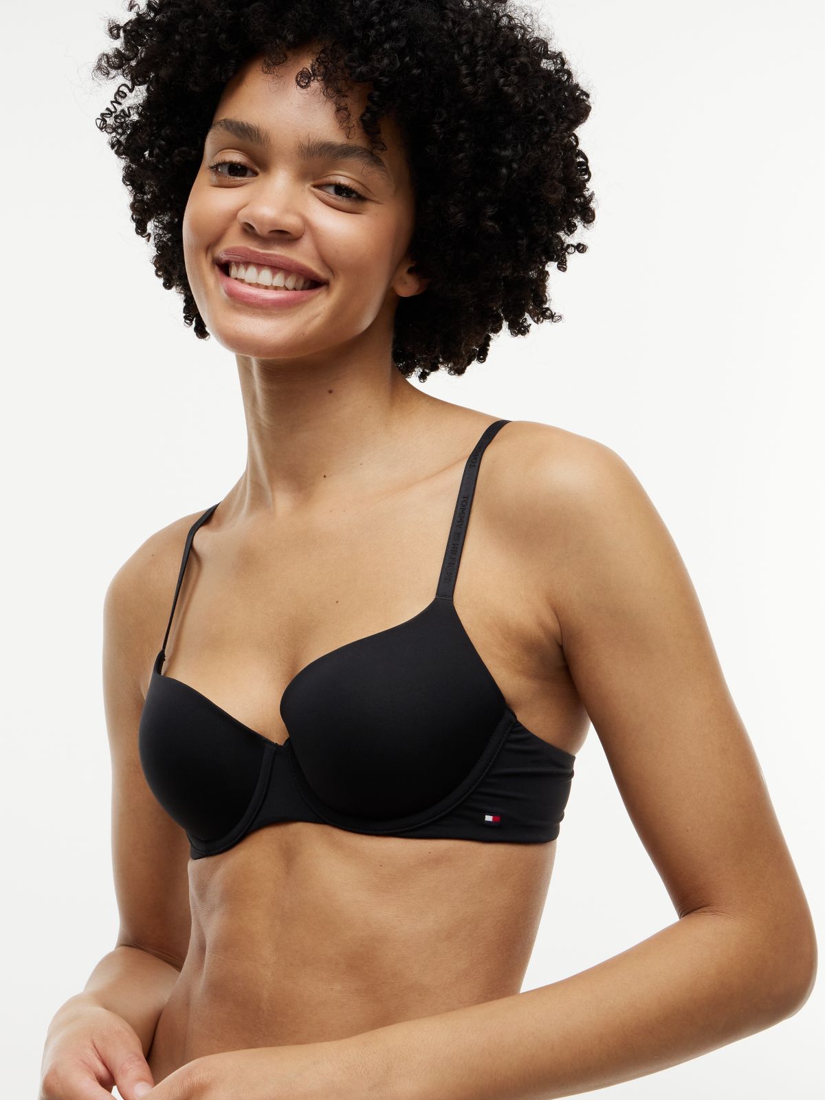 Essential Tonal Logo Underwired Demi Bra — Black