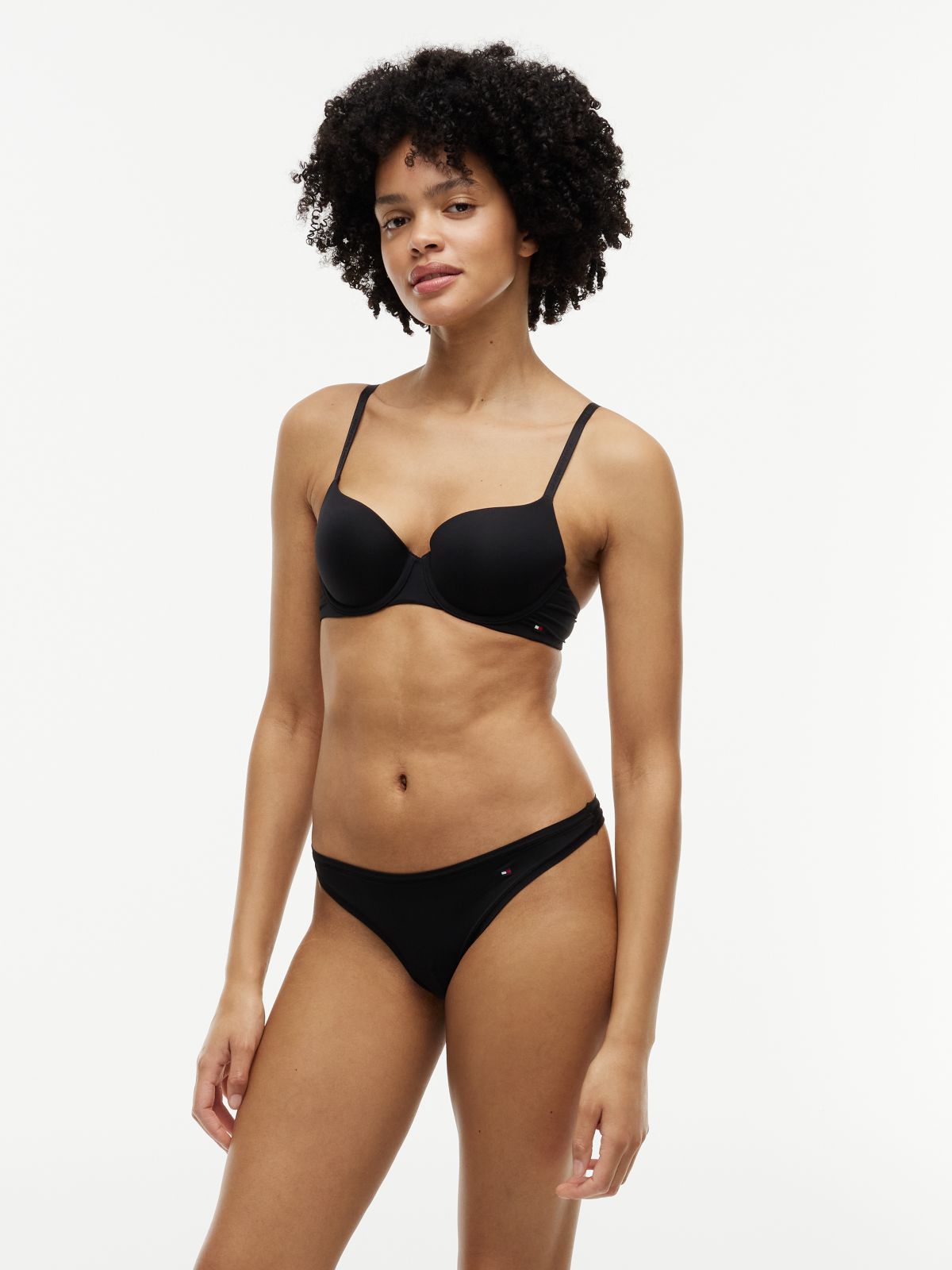 Essential Tonal Logo Underwired Demi Bra — Black