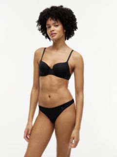 Essential Tonal Logo Underwired Demi Bra — Black 1