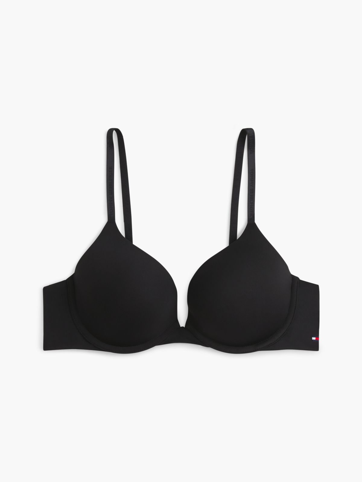 Essential Tonal Logo Microfibre Push-Up Bra — Black