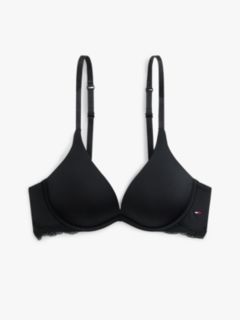 Lace Trim Push-Up Plunge Bra — Black 5