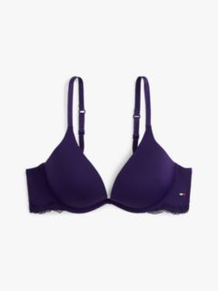 Lace Trim Push-Up Plunge Bra — Purple 6
