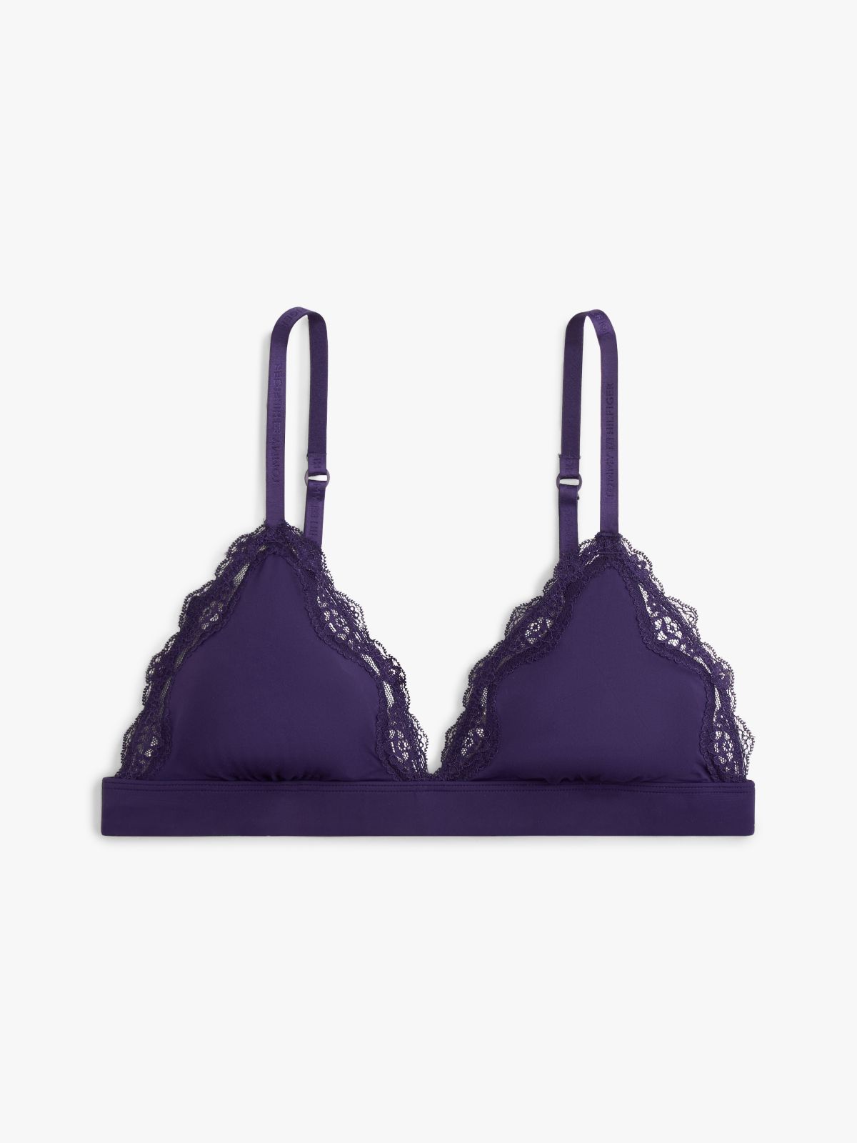 Lace Trim Microfibre Triangle Bra — Purple