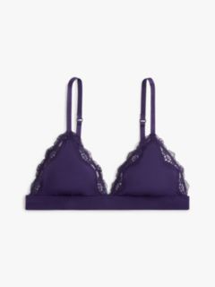 Lace Trim Microfibre Triangle Bra — Purple 6