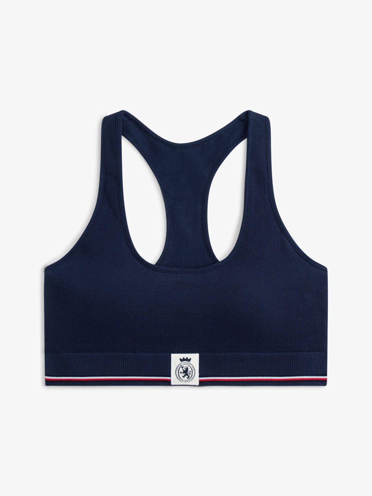 TH Crest Racerback Ribbed Bralette — Blue